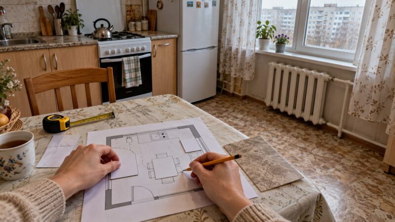 Планирование мебели и свободной площади перед укладкой тёплого пола под линолеум